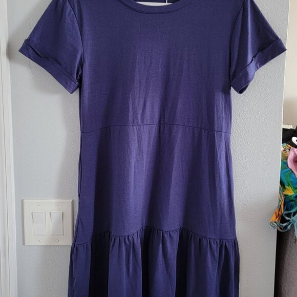 NWT Blue Berryou Short Sleeve Pocket Ruffle Swing Casual Shift Dress Size Small - Picture 8 of 16